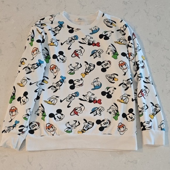 Disney Tops - Retro Mickey & Co All Over Print White Crewnwck Sweatshirt L Disney Friends | L